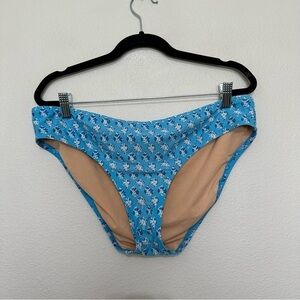 J.crew factory women’s floral printed bikini bottoms blue size L large #BE038